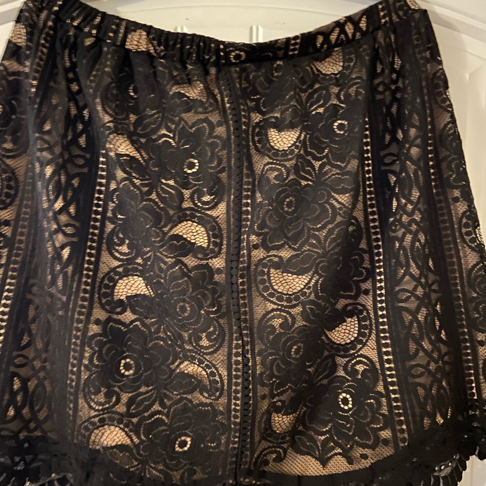 Xhilaration Black and Cream Mini Skirt A-line Cut Out